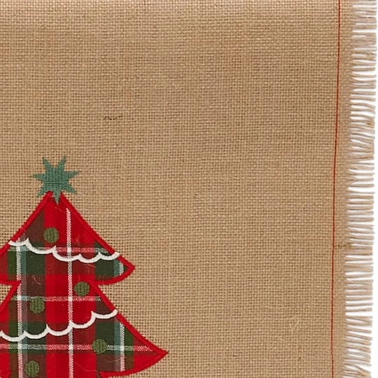 DII® 108" Embroidered Tree Burlap Table Runner 5 DII® 108" Embroidered Tree Burlap Table Runner - Image 3