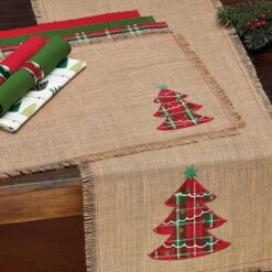 DII® 108" Embroidered Tree Burlap Table Runner 16 DII® 108" Embroidered Tree Burlap Table Runner -Michaels X-Mas Decor D540105S 6