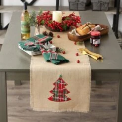 DII® 108" Embroidered Tree Burlap Table Runner 17 DII® 108" Embroidered Tree Burlap Table Runner -Michaels X-Mas Decor D540105S 7