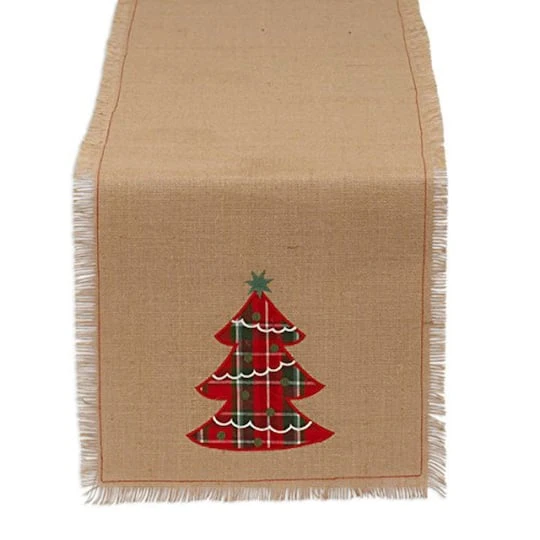 DII® 72" Embroidered Tree Burlap Table Runner 3 DII® 72" Embroidered Tree Burlap Table Runner