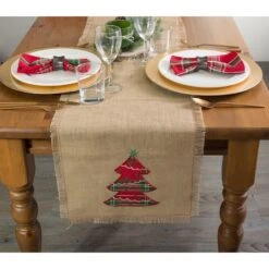 DII® 72" Embroidered Tree Burlap Table Runner 14 DII® 72" Embroidered Tree Burlap Table Runner -Michaels X-Mas Decor D540106S 4