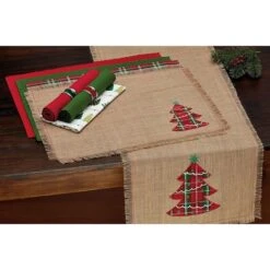 DII® 72" Embroidered Tree Burlap Table Runner 16 DII® 72" Embroidered Tree Burlap Table Runner -Michaels X-Mas Decor D540106S 6