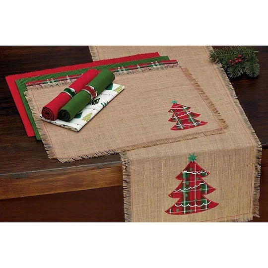 DII® 72" Embroidered Tree Burlap Table Runner 9 DII® 72" Embroidered Tree Burlap Table Runner - Image 7