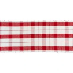 DII® 72" Red Tinsel Plaid Fringed Table Runner -Michaels X-Mas Decor D540107S 3