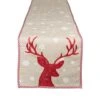 DII® 70" Red Reindeer Embroidered Table Runner