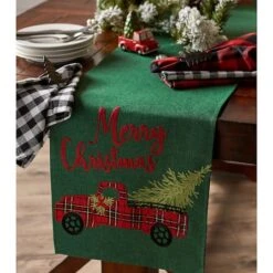 DII® 108" Merry Christmas Truck Embroidered Table Runner -Michaels X-Mas Decor D540112S 5