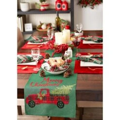 DII® 108" Merry Christmas Truck Embroidered Table Runner -Michaels X-Mas Decor D540112S 8