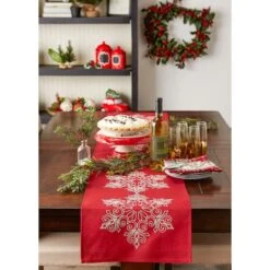 DII® 70" Sparkle Snowflakes Embroidered Table Runner -Michaels X-Mas Decor D540116S 5