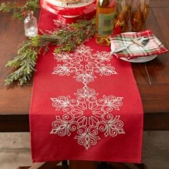 DII® 70" Sparkle Snowflakes Embroidered Table Runner -Michaels X-Mas Decor D540116S 6