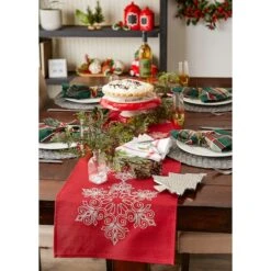 DII® 70" Sparkle Snowflakes Embroidered Table Runner -Michaels X-Mas Decor D540116S 7