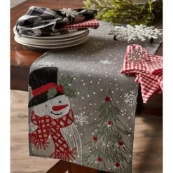 DII® 70" Grey Snowman Embroidered Table Runner -Michaels X-Mas Decor D540118S 5
