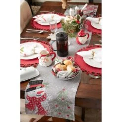 DII® 70" Grey Snowman Embroidered Table Runner -Michaels X-Mas Decor D540118S 6