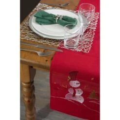DII® 70" Red Embroidered Snowman Table Runner -Michaels X-Mas Decor D540121S 2