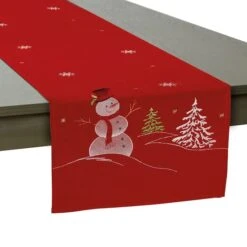 DII® 70" Red Embroidered Snowman Table Runner -Michaels X-Mas Decor D540121S 5