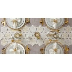 DII® 54" White And Gold Embroidered Snowflakes Table Runner -Michaels X-Mas Decor D540123S 10