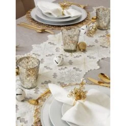 DII® 54" White And Gold Embroidered Snowflakes Table Runner -Michaels X-Mas Decor D540123S 8