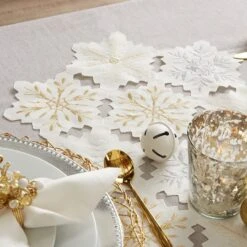 DII® 54" White And Gold Embroidered Snowflakes Table Runner -Michaels X-Mas Decor D540123S 9