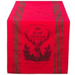 DIIĀ® 72" Red Stag Christmas Print Table Runner