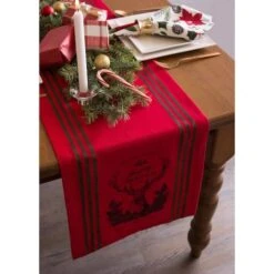 DII® 72" Red Stag Christmas Print Table Runner -Michaels X-Mas Decor D540124S 3