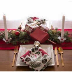 DII® 72" Red Stag Christmas Print Table Runner -Michaels X-Mas Decor D540124S 6
