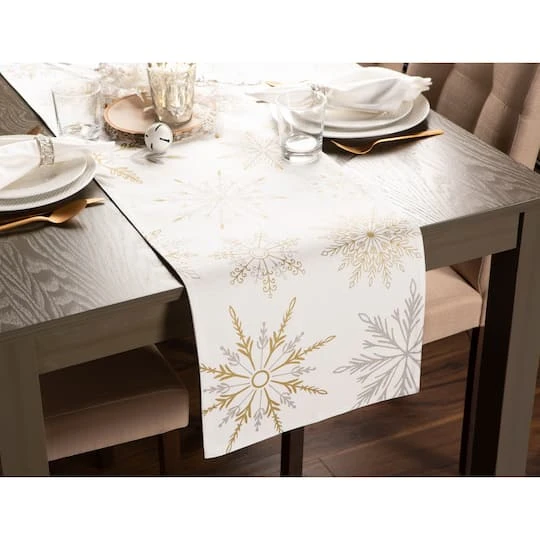 DII® 72'' Snowflake Sparkle Printed Table Runner 6 DII® 72'' Snowflake Sparkle Printed Table Runner - Image 4