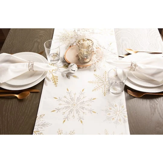 DII® 72'' Snowflake Sparkle Printed Table Runner 5 DII® 72'' Snowflake Sparkle Printed Table Runner - Image 3