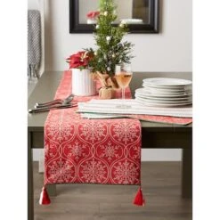 DII® 72'' Joyful Snowflakes Jacquard Reversible Table Runner -Michaels X-Mas Decor D540135S 6