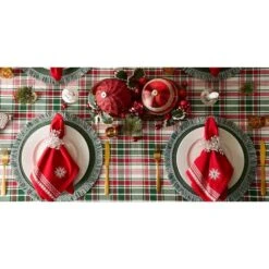 DII® 70" Round Yuletide Plaid Tablecloth -Michaels X-Mas Decor D540147S 2