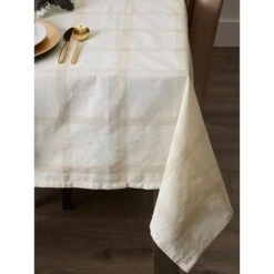 DII® 120" Gold Lurex Plaid Tablecloth -Michaels X-Mas Decor D540150S 9