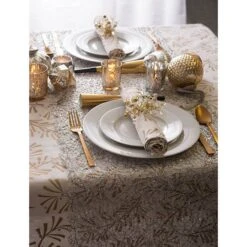 DII® 84" Metallic Holly Leaves Tablecloth 13 DII® 84" Metallic Holly Leaves Tablecloth -Michaels X-Mas Decor D540161S 5