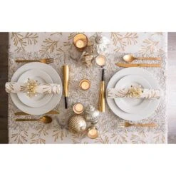 DII® 84" Metallic Holly Leaves Tablecloth 18 DII® 84" Metallic Holly Leaves Tablecloth -Michaels X-Mas Decor D540161S 7