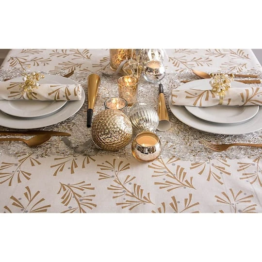 DII® 84" Metallic Holly Leaves Tablecloth 11 DII® 84" Metallic Holly Leaves Tablecloth - Image 9