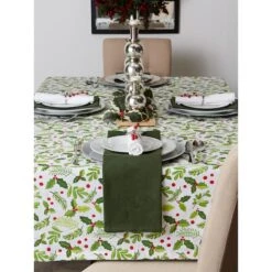 DII® 52" Boughs Of Holly Print Tablecloth -Michaels X-Mas Decor D540184S 6