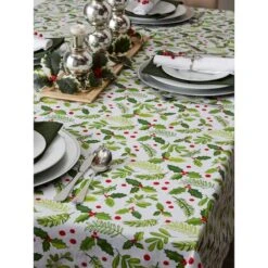 DII® 52" Boughs Of Holly Print Tablecloth -Michaels X-Mas Decor D540184S 8