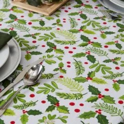 DII® 52" Boughs Of Holly Print Tablecloth -Michaels X-Mas Decor D540184S 9