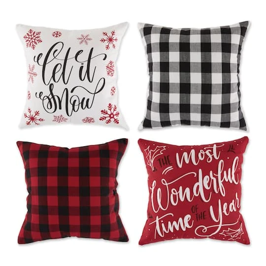 DII® Christmas Buffalo Check & Print Pillow Cover Set 4 DII® Christmas Buffalo Check & Print Pillow Cover Set - Image 2