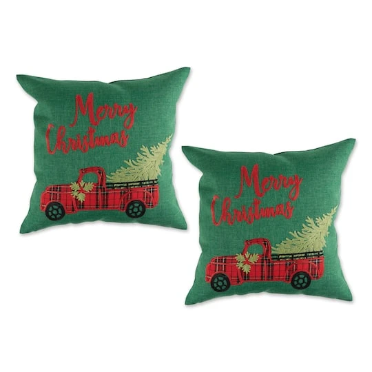 DII® Merry Christmas Truck Embroidered Pillow Cover Set 4 DII® Merry Christmas Truck Embroidered Pillow Cover Set - Image 2