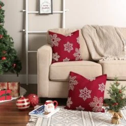 DII® Shimmering Snowflakes Leaves Embroidered Pillow Cover Set -Michaels X-Mas Decor D540195S 7