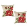 DII® Poinsettia Holly Embroidered Pillow Cover Set
