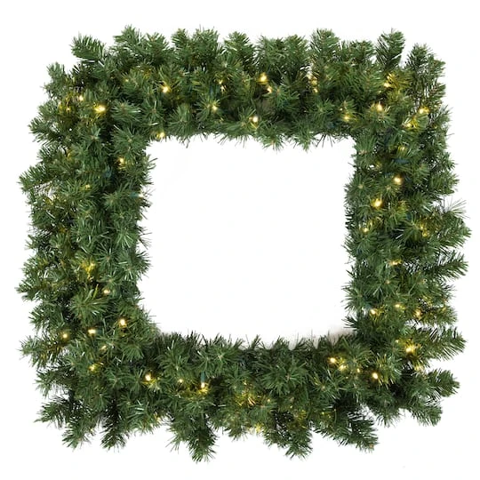 30" Warm White LED Square Grand Teton Wreath 4 30" Warm White LED Square Grand Teton Wreath - Image 2