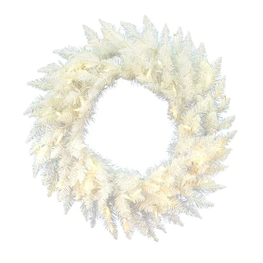 30" Warm White LED Sparkle White Spruce Wreath 3 30" Warm White LED Sparkle White Spruce Wreath