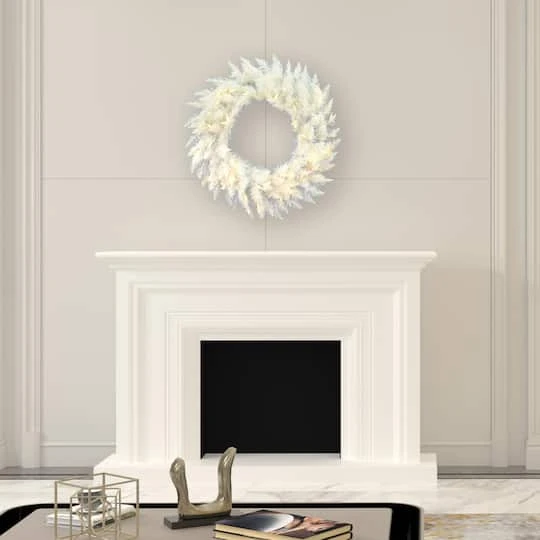 30" Warm White LED Sparkle White Spruce Wreath 5 30" Warm White LED Sparkle White Spruce Wreath - Image 3