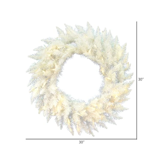 30" Warm White LED Sparkle White Spruce Wreath 6 30" Warm White LED Sparkle White Spruce Wreath - Image 4