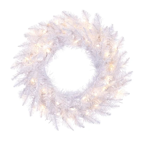 24" Pre-Lit Sparkle White Spruce Artificial Christmas Wreath, Warm White LED Lights 3 24" Pre-Lit Sparkle White Spruce Artificial Christmas Wreath, Warm White LED Lights