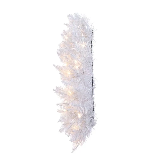 24" Pre-Lit Sparkle White Spruce Artificial Christmas Wreath, Warm White LED Lights 7 24" Pre-Lit Sparkle White Spruce Artificial Christmas Wreath, Warm White LED Lights - Image 5