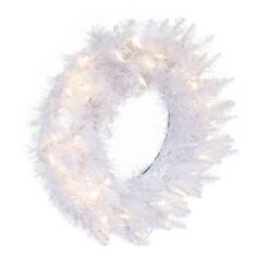 24" Pre-Lit Sparkle White Spruce Artificial Christmas Wreath, Warm White LED Lights 14 24" Pre-Lit Sparkle White Spruce Artificial Christmas Wreath, Warm White LED Lights -Michaels X-Mas Decor D575290S 5