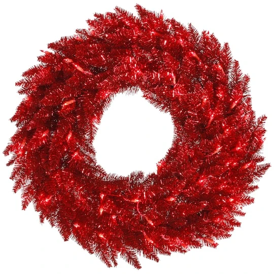36" Tinsel Red Fir Wreath, Red Dura-Lit® LED Lights 4 36" Tinsel Red Fir Wreath, Red Dura-Lit® LED Lights - Image 2