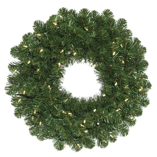 24" Pre-Lit Oregon Fir Artificial Christmas Wreath, Warm White LED Wide Angle Lights 4 24" Pre-Lit Oregon Fir Artificial Christmas Wreath, Warm White LED Wide Angle Lights - Image 2