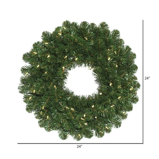 24" Pre-Lit Oregon Fir Artificial Christmas Wreath, Warm White LED Wide Angle Lights 5 24" Pre-Lit Oregon Fir Artificial Christmas Wreath, Warm White LED Wide Angle Lights - Image 3