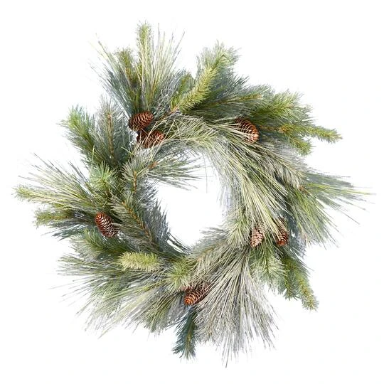 24" Unlit Frosted Myers Pine Artificial Christmas Wreath 4 24" Unlit Frosted Myers Pine Artificial Christmas Wreath - Image 2
